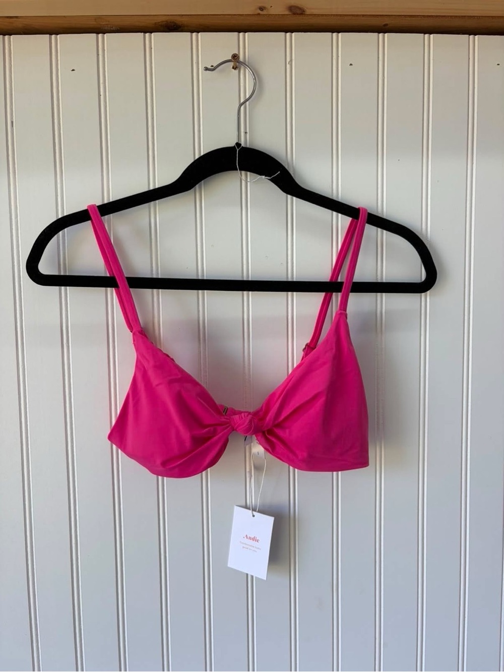 Andie the Santorini Hot Pink Knot-Front Bikini Top